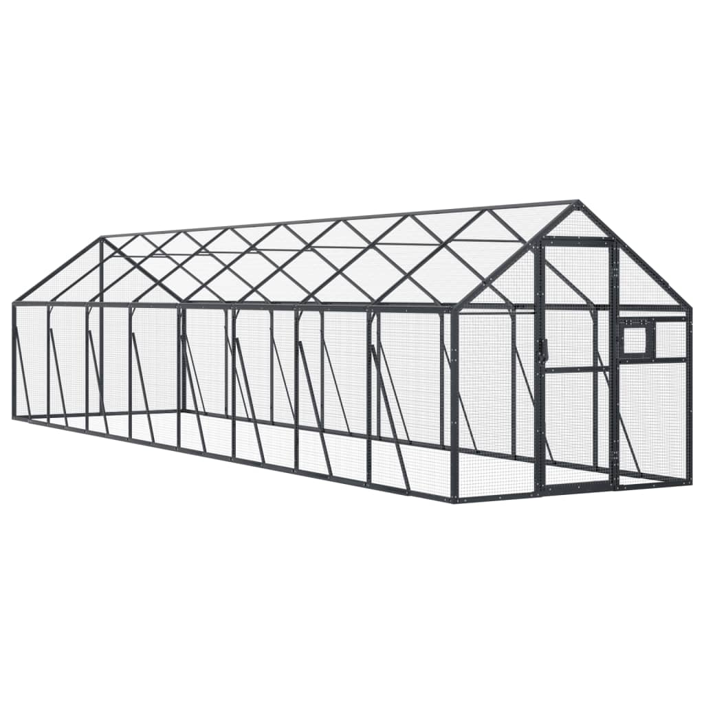 Vidaxl aviary 1.79x8x1.85 m aluminum anthracite -colored