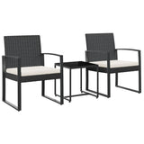 Vidaxl 3-delige tuinset met kussens polypropeen rattan zwart