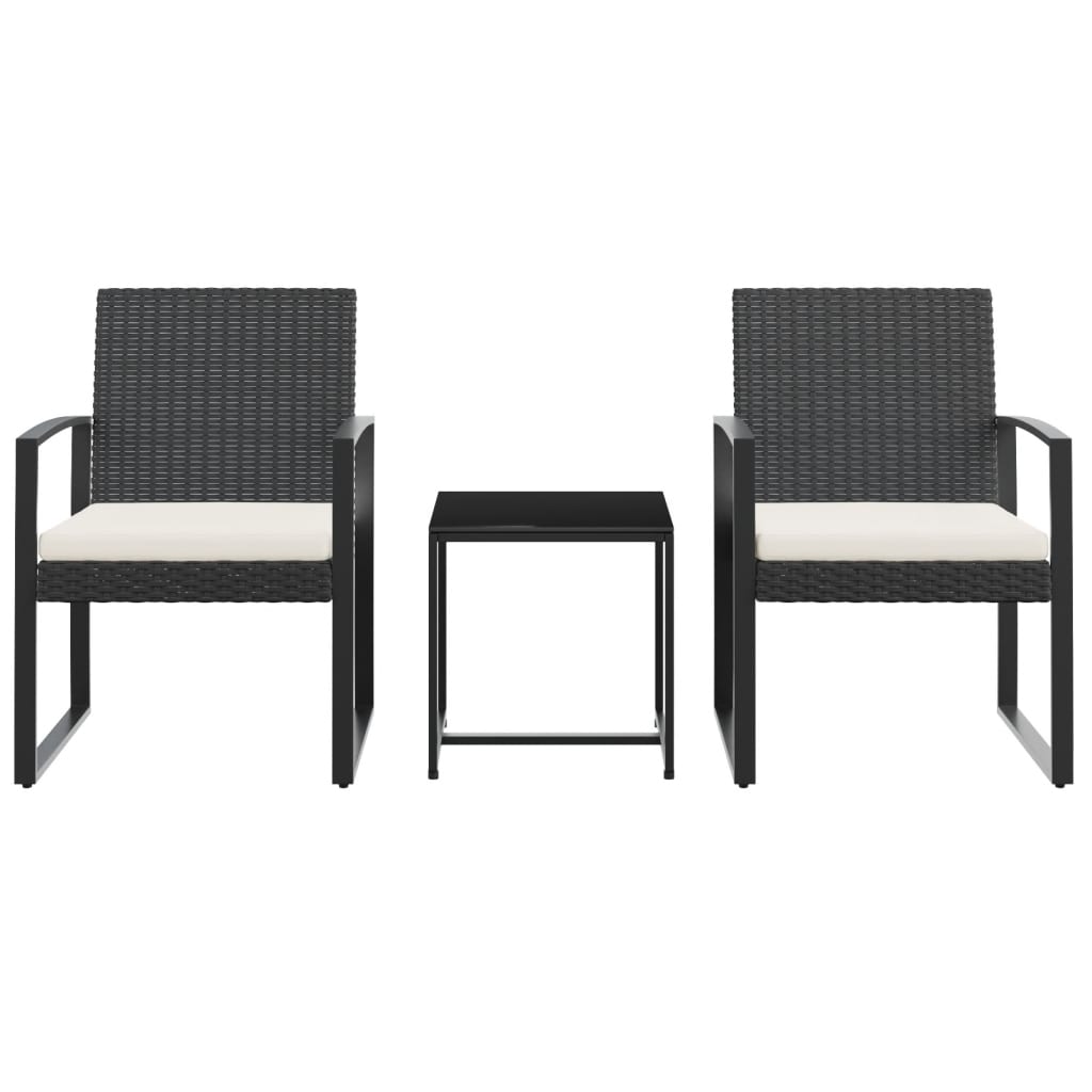 Vidaxl 3-delige tuinset met kussens polypropeen rattan zwart