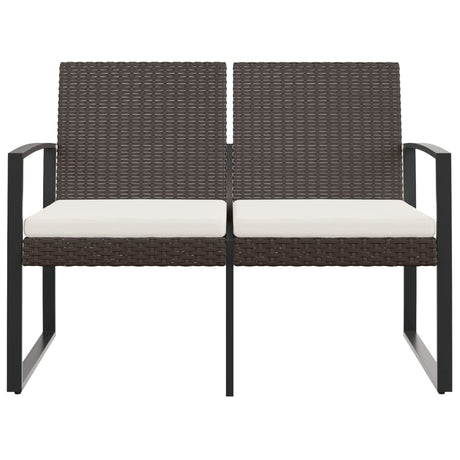 Vidaxl tuinbank 2-zits met kussens polypropeen rattan bruin