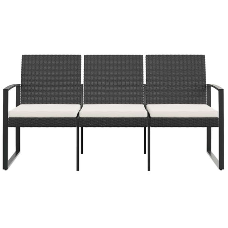 Vidaxl tuinbank 3-zits met kussens polypropeen rattan zwart