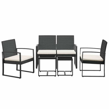 Vidaxl 5-delige tuinset met kussens polypropeen rattan zwart