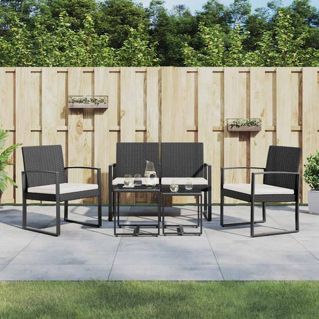 Vidaxl 5-delige tuinset met kussens polypropeen rattan zwart
