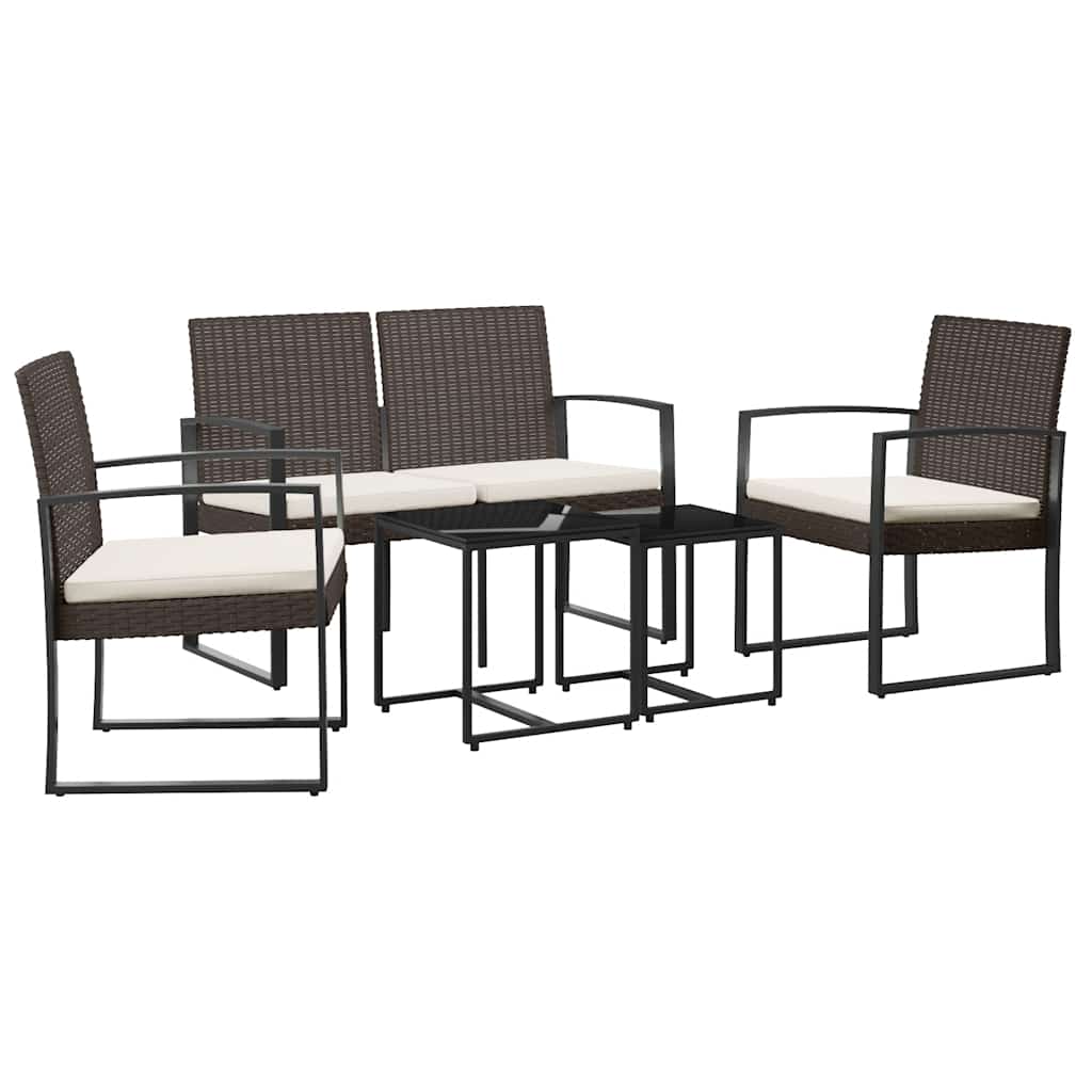 Vidaxl 5-delige tuinset met kussens polypropeen rattan bruin
