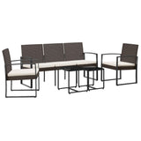 Vidaxl 5-delige tuinset met kussens polypropeen rattan bruin