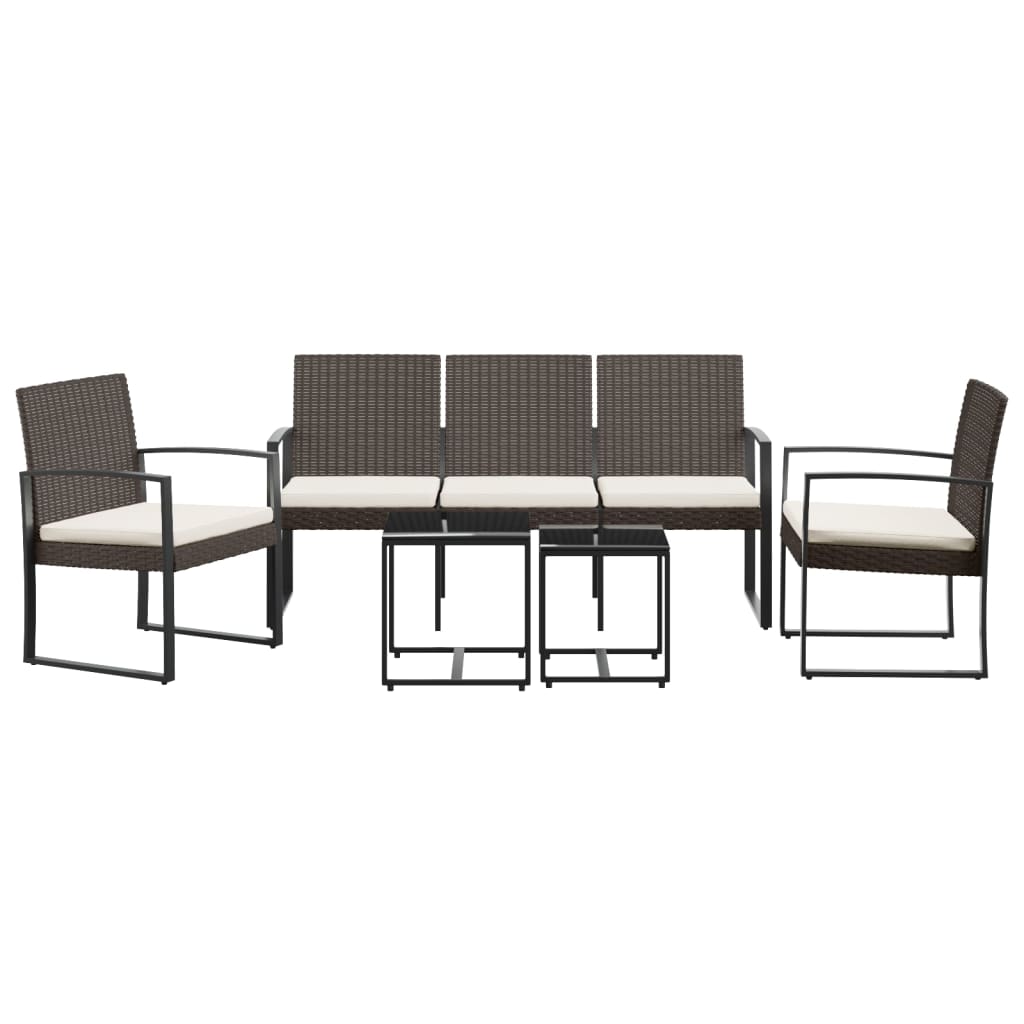 Vidaxl 5-delige tuinset met kussens polypropeen rattan bruin