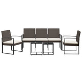 Vidaxl 5-delige tuinset met kussens polypropeen rattan bruin