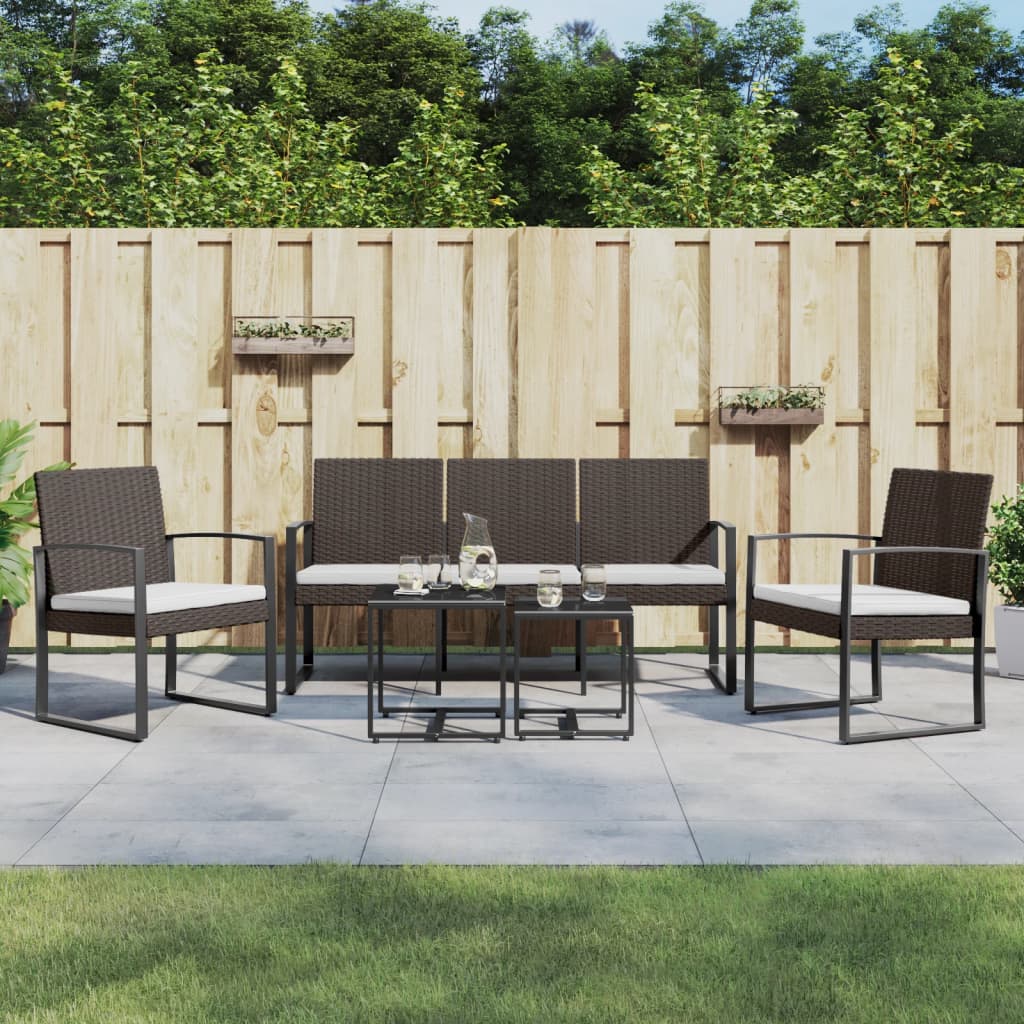 Vidaxl 5-delige tuinset met kussens polypropeen rattan bruin
