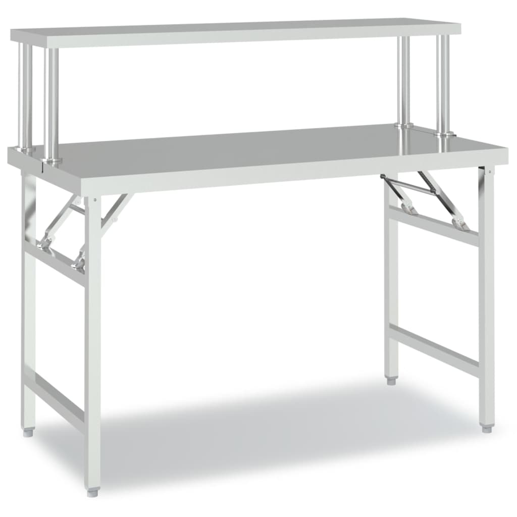Vidaxl keukenwerktafel met bovenschap 120x60x115 cm roestvrij staal