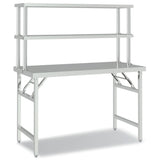 Vidaxl keukenwerktafel met bovenschap 120x60x145 cm roestvrij staal