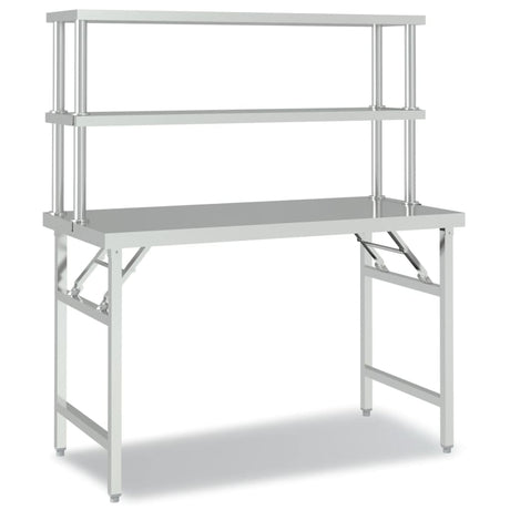 Vidaxl keukenwerktafel met bovenschap 120x60x145 cm roestvrij staal