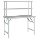 Vidaxl keukenwerktafel met bovenschap 120x60x145 cm roestvrij staal