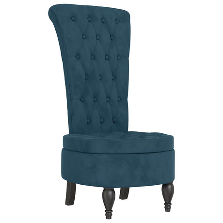 Vidaxl stoel hoge rugleuning met knopen fluweel blauw