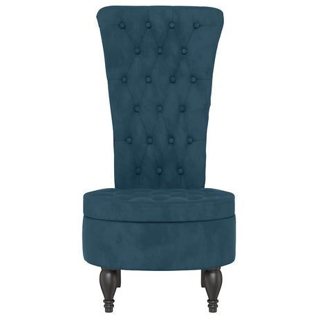 Vidaxl stoel hoge rugleuning met knopen fluweel blauw
