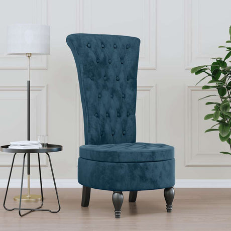 Vidaxl stoel hoge rugleuning met knopen fluweel blauw