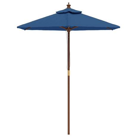Vidaxl parasol met houten paal 196x231 cm azuurblauw