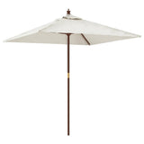 Vidaxl parasol met houten paal 198x198x231 cm zandkleurig