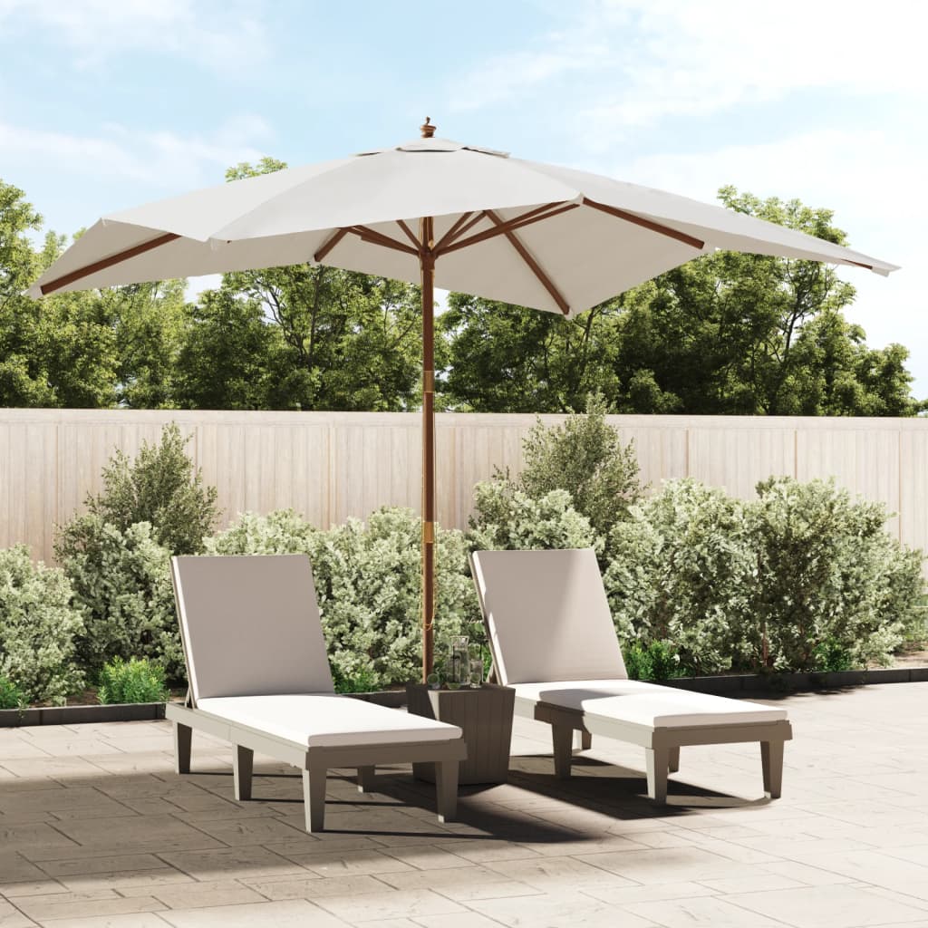 Vidaxl -parasol med trepol 300x300x273 cm sand -farget