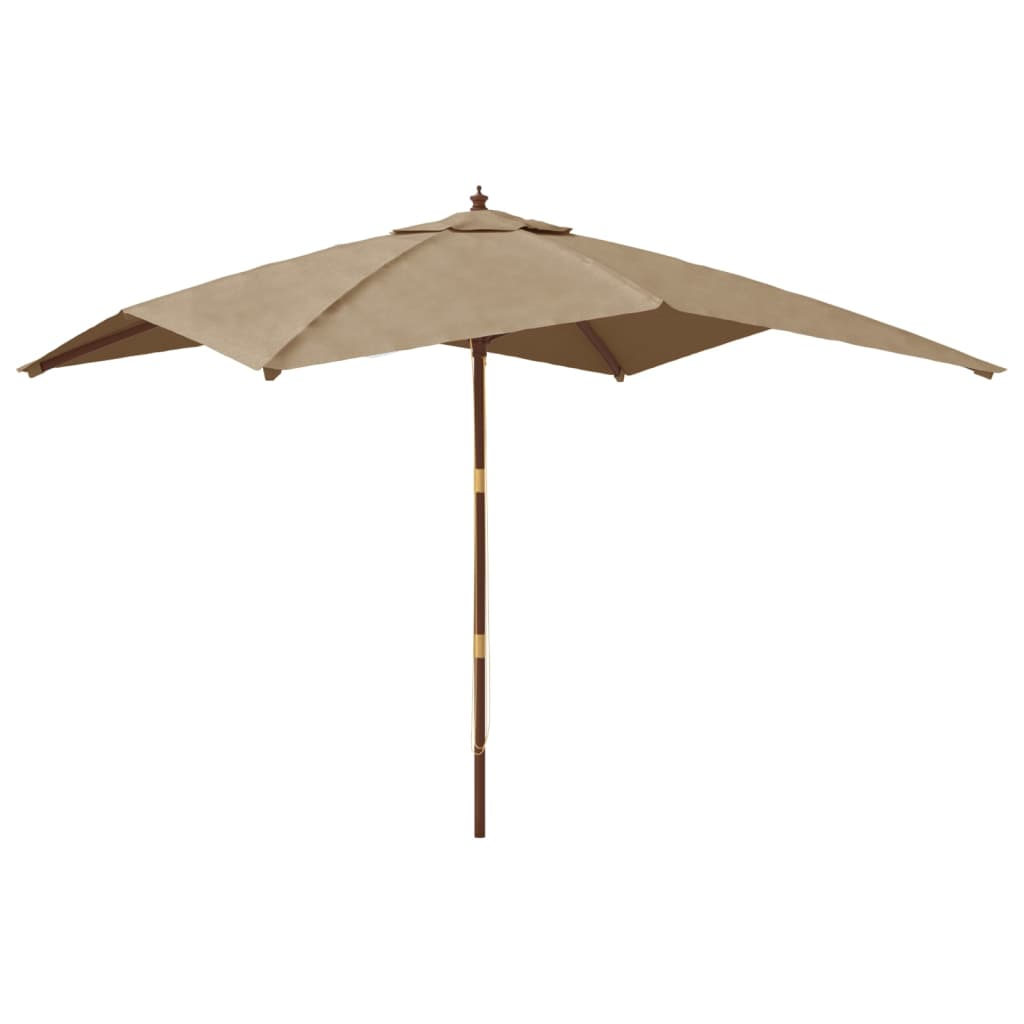 Vidaxl parasol s dřevěným pólem 300x300x273 cm taupe