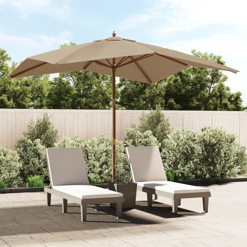 Vidaxl parasol s dřevěným pólem 300x300x273 cm taupe