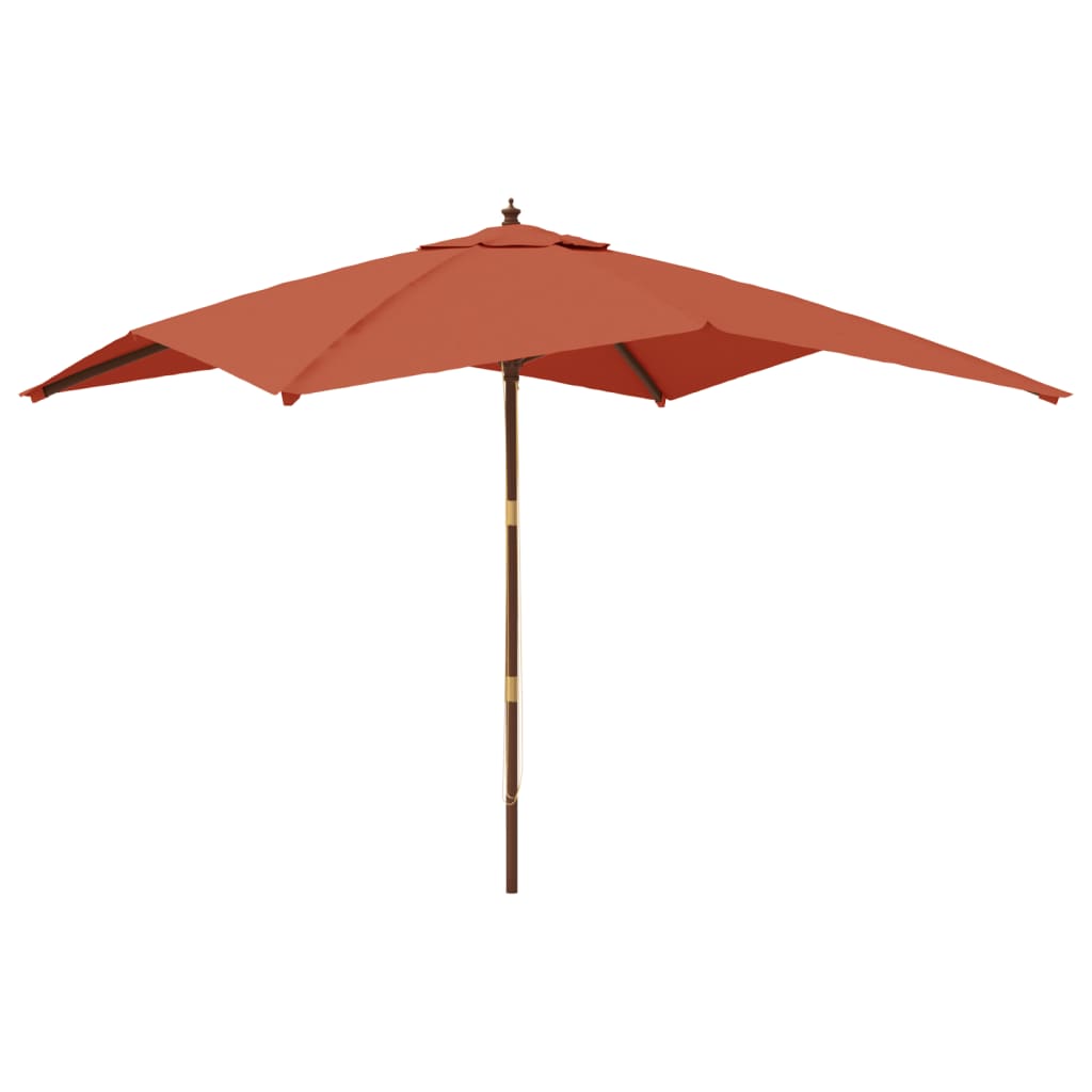 Vidaxl parasol s dřevěným pólem 300x300x273 cm terakot -rozložený