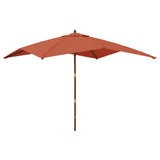 Vidaxl parasol s dřevěným pólem 300x300x273 cm terakot -rozložený