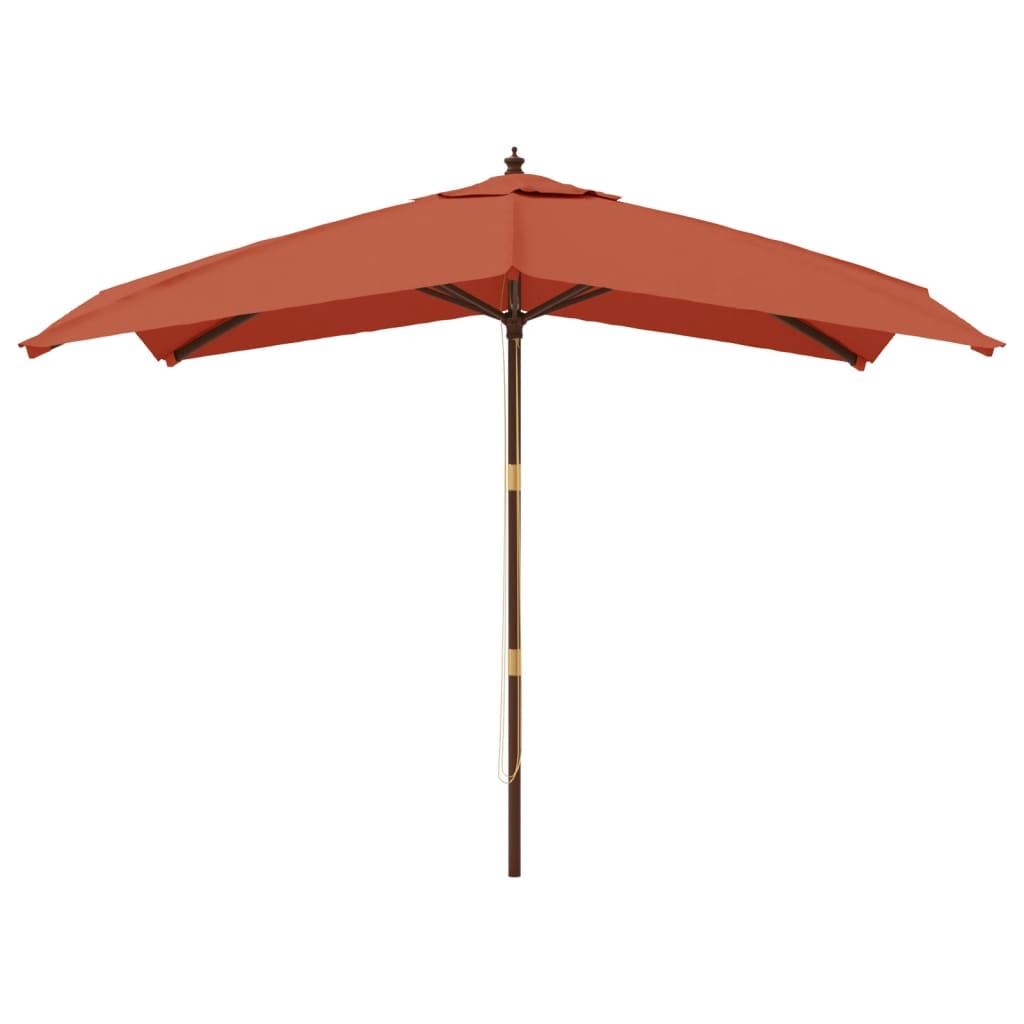 Vidaxl parasol s dřevěným pólem 300x300x273 cm terakot -rozložený