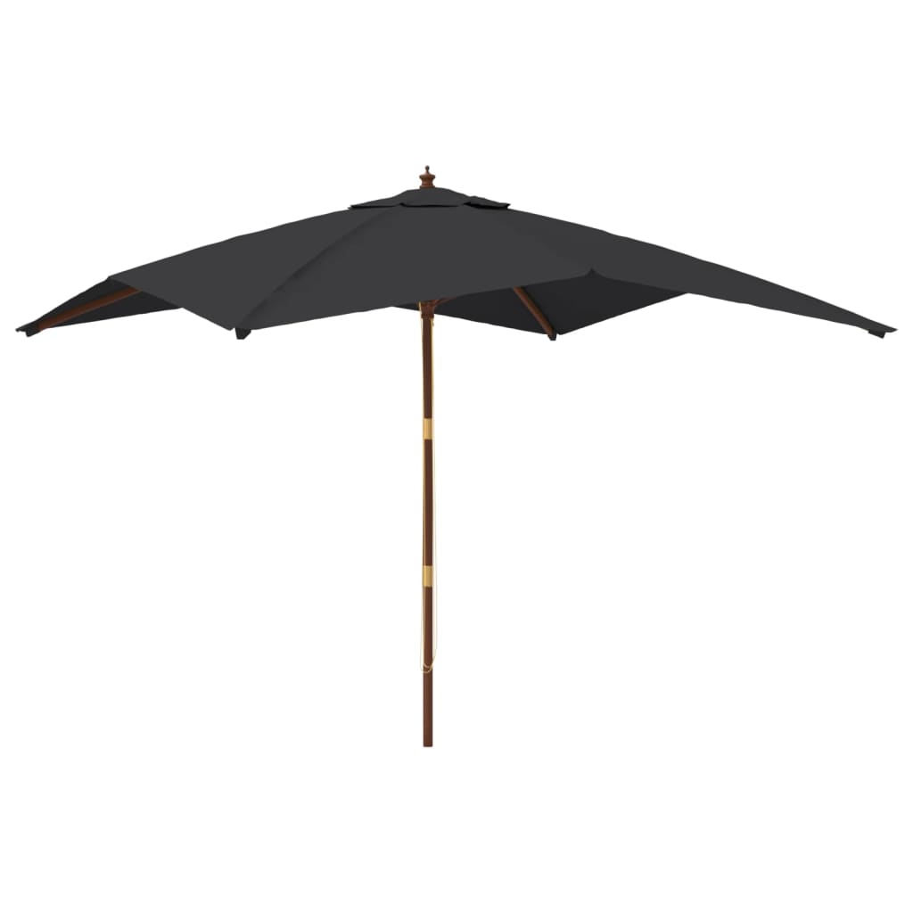 Vidaxl parasol s dřevěným pólem 300x300x273 cm černá