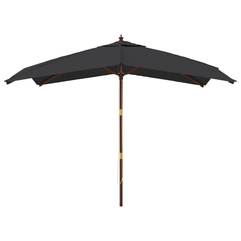 Vidaxl parasol s dřevěným pólem 300x300x273 cm černá