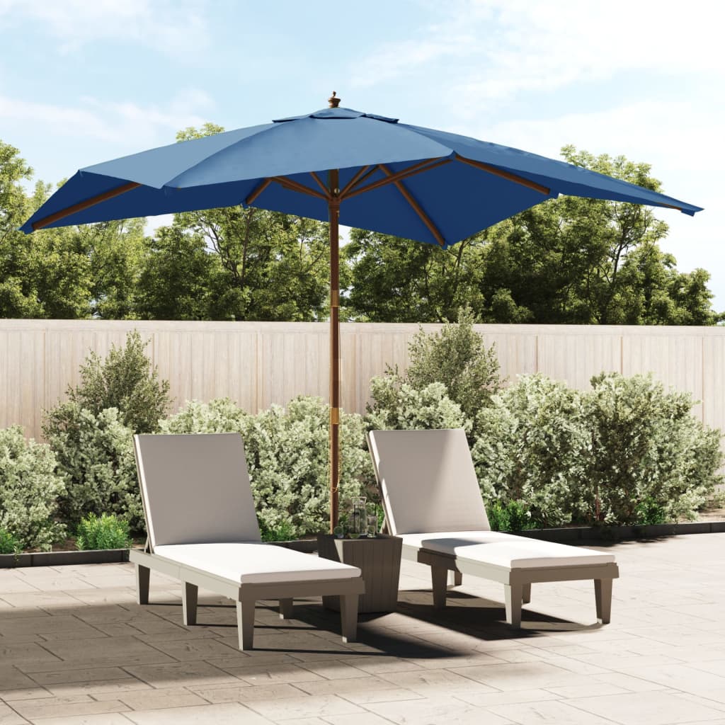 Vidaxl parasol s dřevěným pólem 300x300x273 cm azure modrá