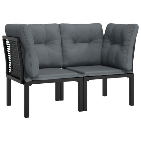 Vidaxl tuinhoekstoelen 2 st met kussens poly rattan zwart en grijs