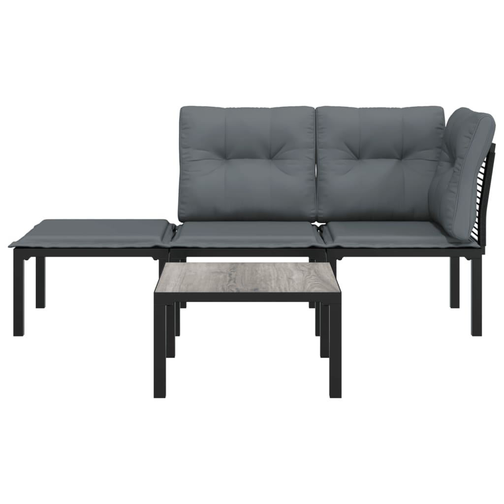 Vidaxl 4-delige loungeset poly rattan zwart en grijs