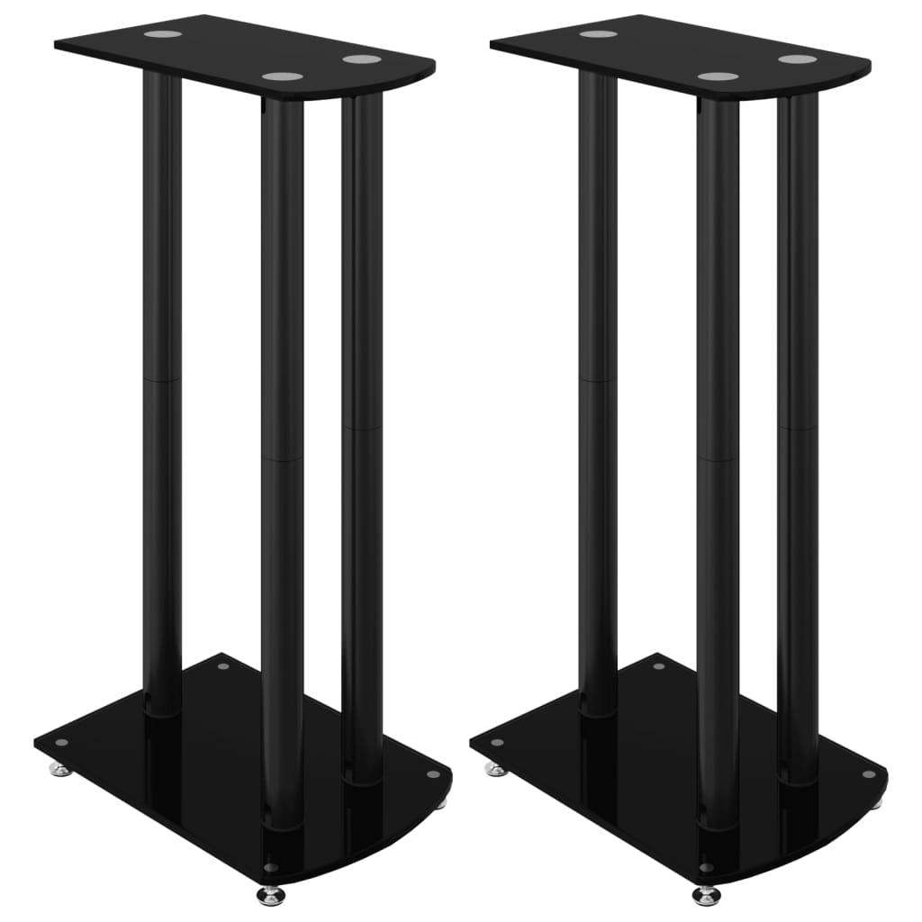 Estándares de altavoz Vidaxl 2 PCS 3 Pilares de vidrio endurecido Negro