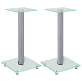 Vidaxl luidsprekerstandaards 2 st 1 pijler gehard glas zilverkleurig