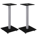 Vidaxl luidsprekerstandaards 2 st 1 pijler gehard glas zwart en zilver