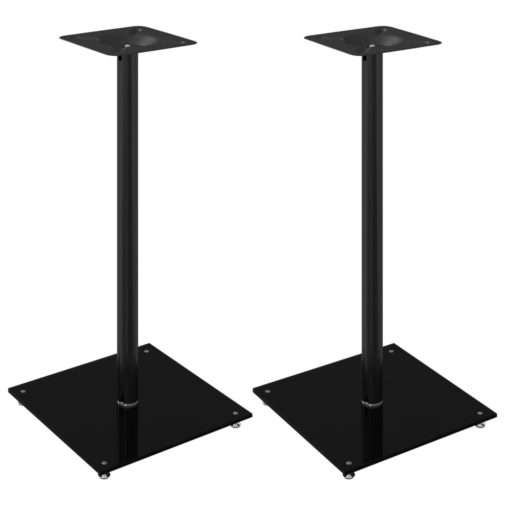 VidaXL Loudspeaker Standards 2 pcs 1 pillar hardened glass black