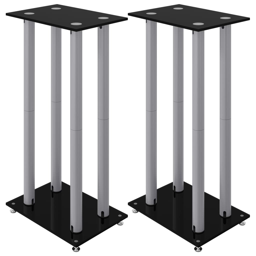 VIDAXL LOUDSPEAKER STANDARDER 2 PCS 4 Søjler Hærdet glas Sort sølv