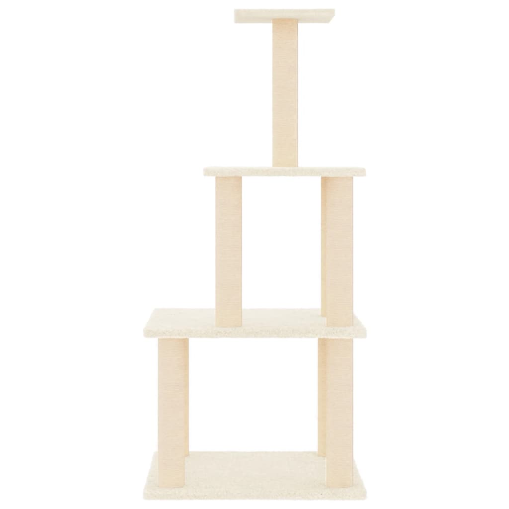 Muebles de gato de Vidaxl con postes de rascado de sisal 111 cm de crema