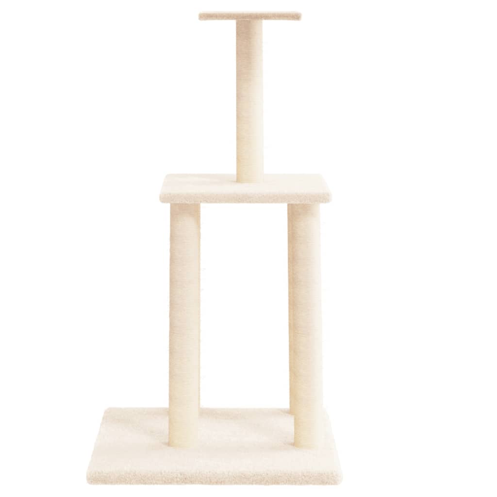 Muebles de gato de Vidaxl con postes de rascado de sisal 85.5 cm de crema