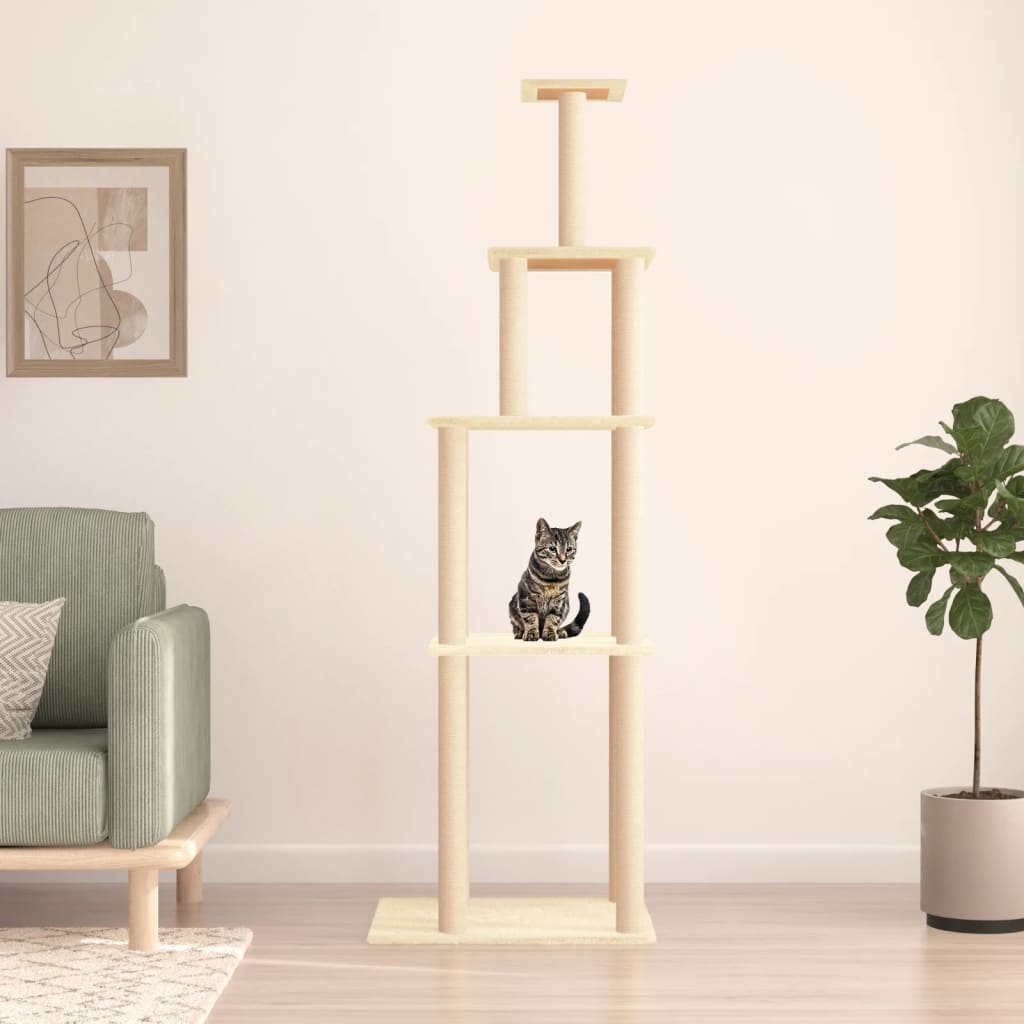 Vidaxl Cat Furniture avec Sisal Scratch Posts 183 cm Crème -Colored