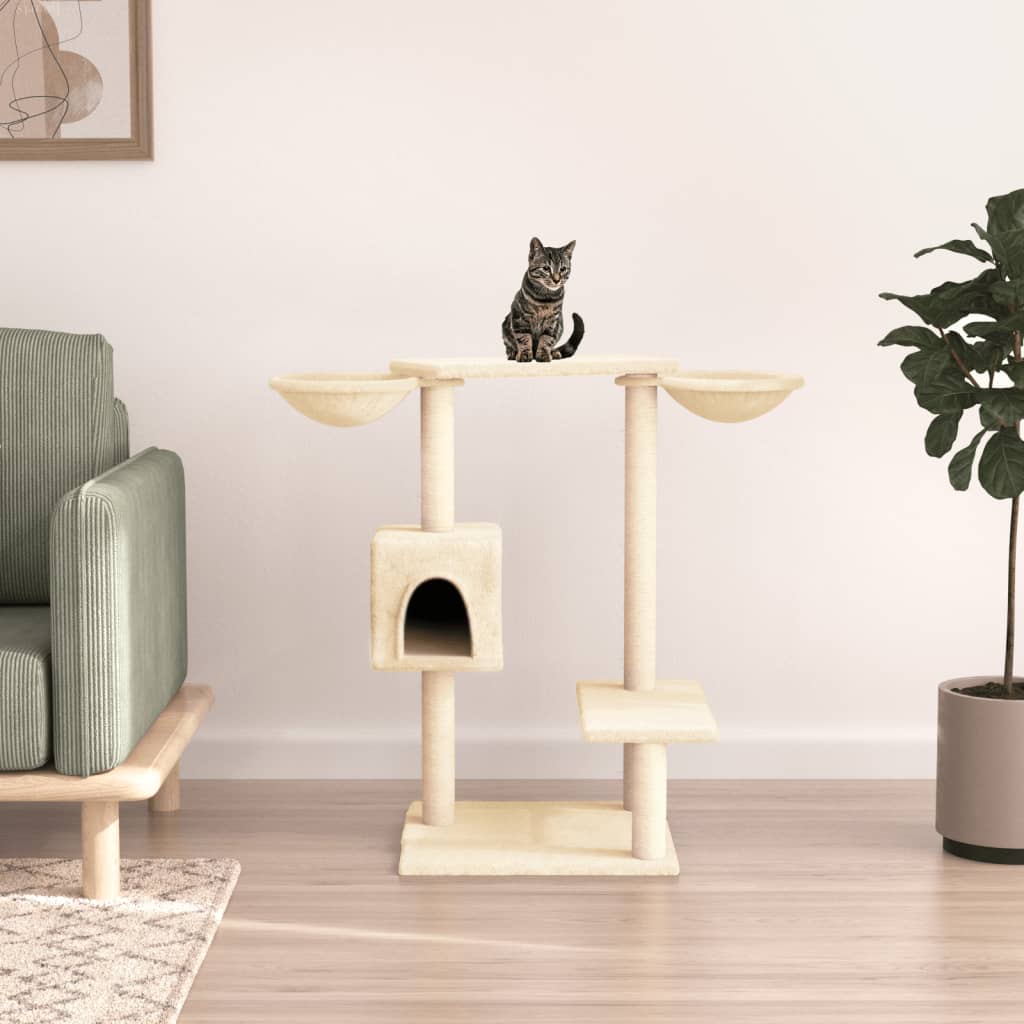 Vidaxl kattenmeubel met krabpalen 82 cm crèmekleurig