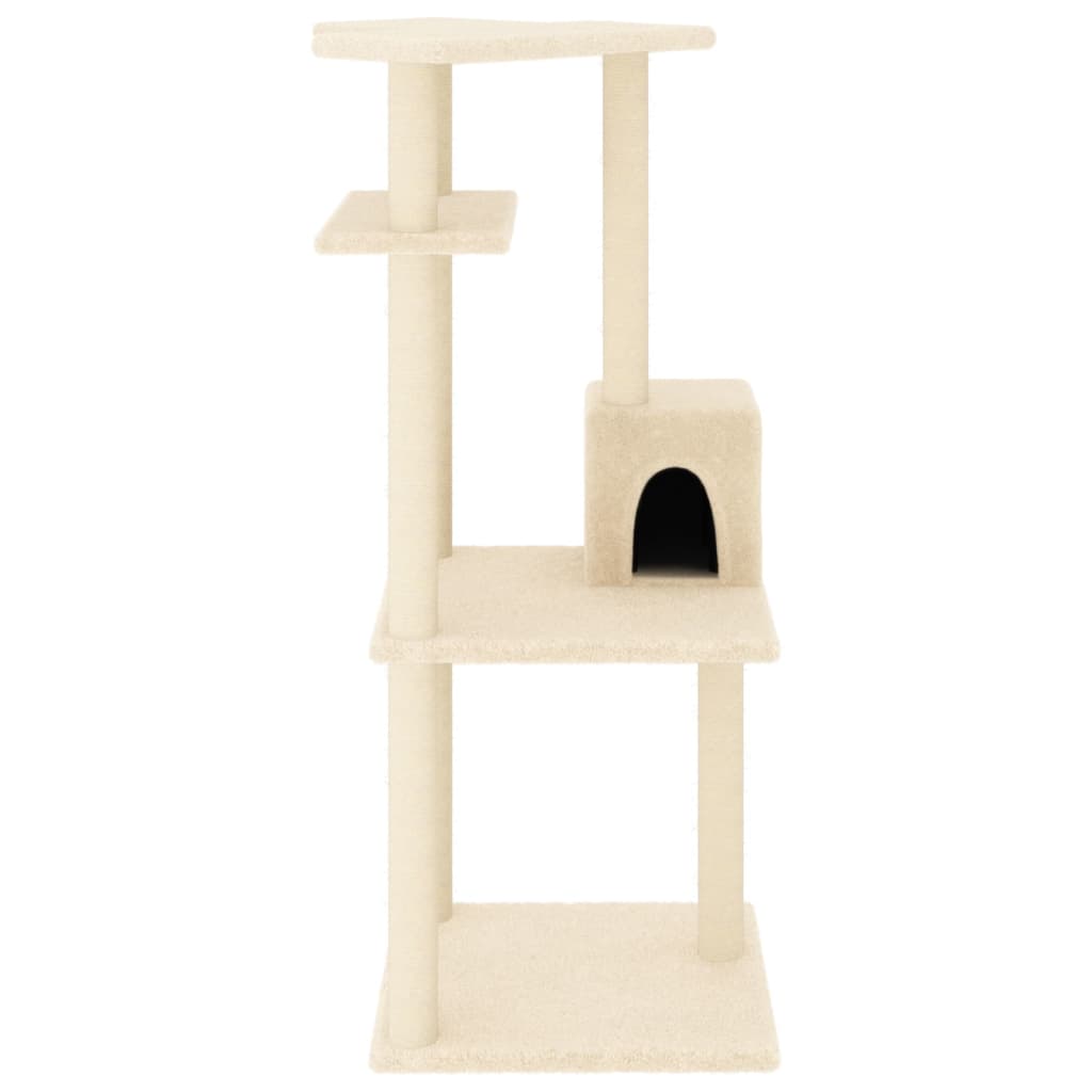 VidaXL cat furniture with sisal scratching posts 123 cm cream -colored