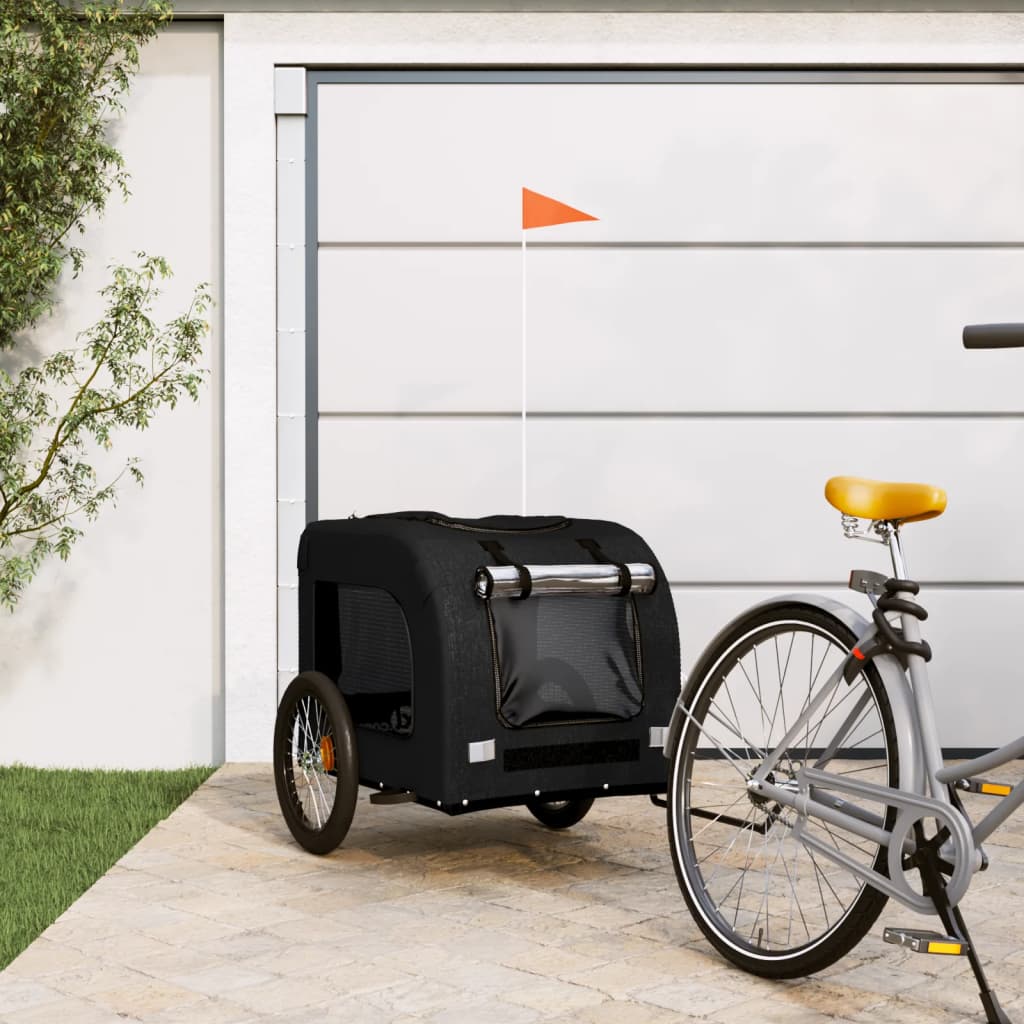 Vidaxl Dog Bike Trailer Oxford Fabric in Iron Black