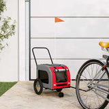 Vidaxl fietskar voor huisdieren rood en grijs 124,5 x 63,5 x 53 cm