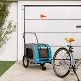 Vidaxl Dog Bike Trailer Oxford Fabric et Fer Bleu et gris