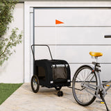 Vidaxl Dog Bike Trailer Oxford Fabric in Iron Black