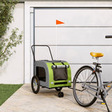 Vidaxl Dog Bike Trailer Oxford Tessuto e ferro verde e grigio