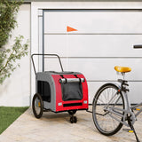 Vidaxl Dog Bike Trailer Oxford Tessuto e ferro rosso e grigio