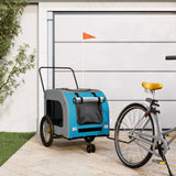 Vidaxl Dog Bike Trailer Oxford Fabric und Eisenblau und Grau