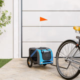 Vidaxl Dog Bike Trailer Oxford Fabric et Fer Bleu et gris